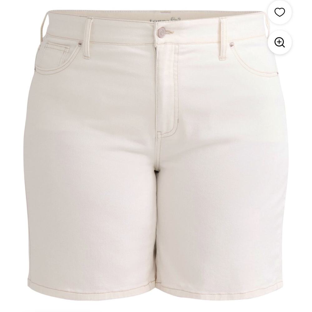 Terra &Sky Women 26W Plus Demin Shorts 5"Inseam Relax Fit High-Rise Winter White